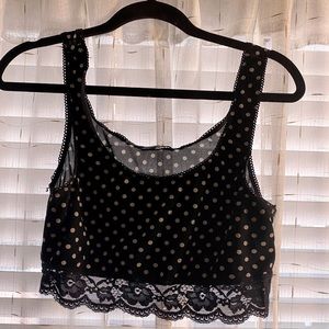 Black & white polka dot crop top